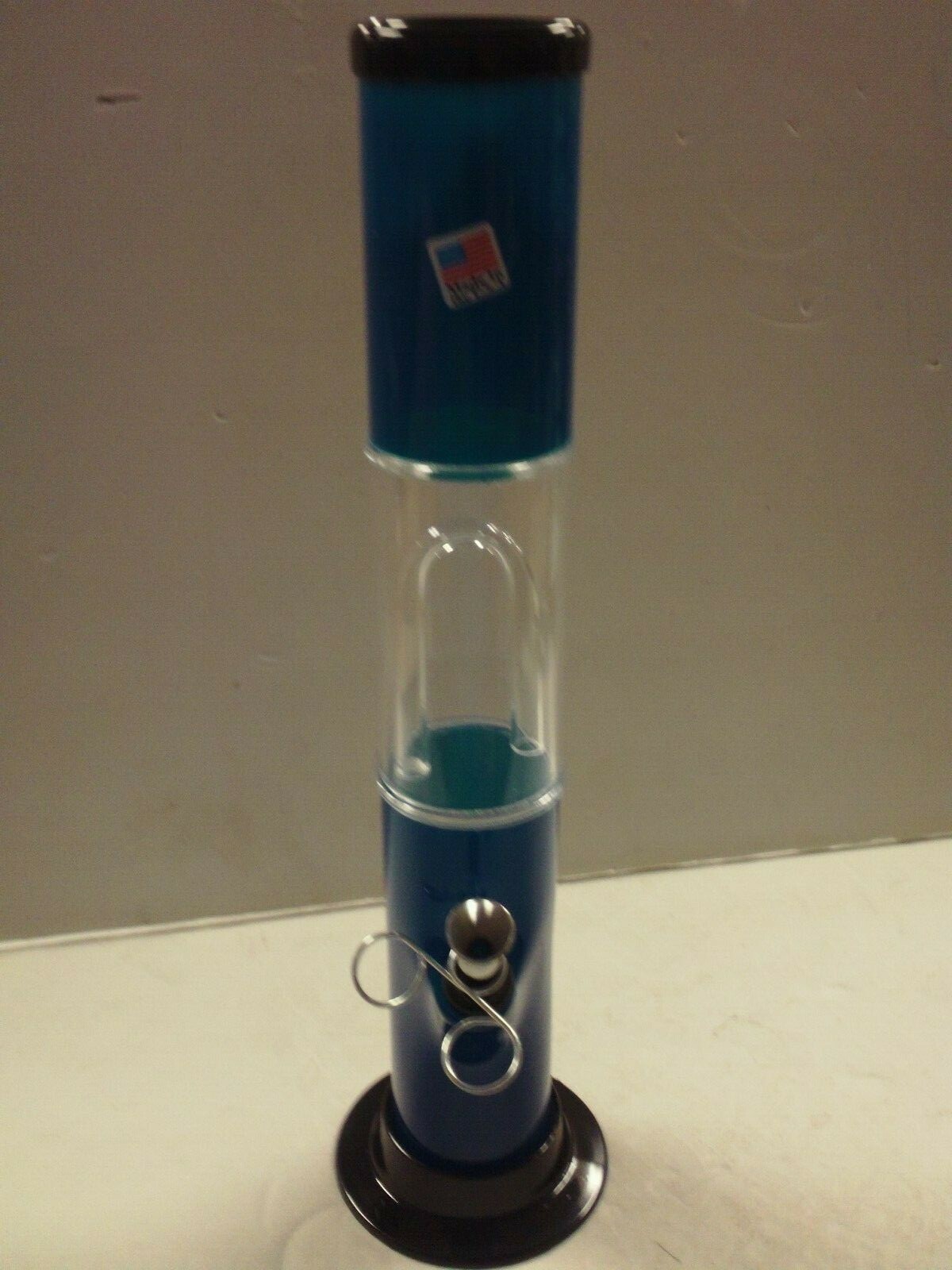 13.5&Prime; ACRYLIC PLASTIC STRAIGHT HOOKAH WATER PIPE MADE USA – AQUA- PULL BOWL