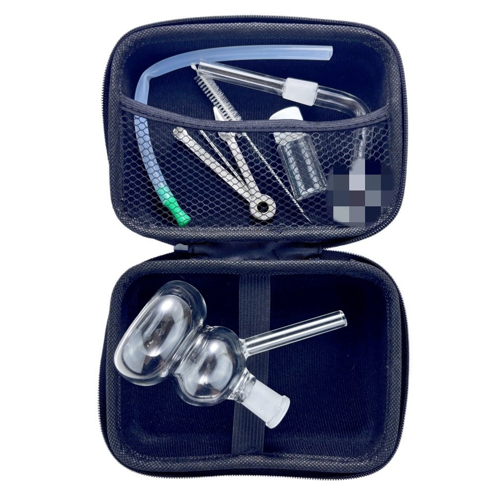 Portable 4&Prime; Glass Bong Gourd Smoking Water Pipe Hookah Bubbler W/Tool Box SET