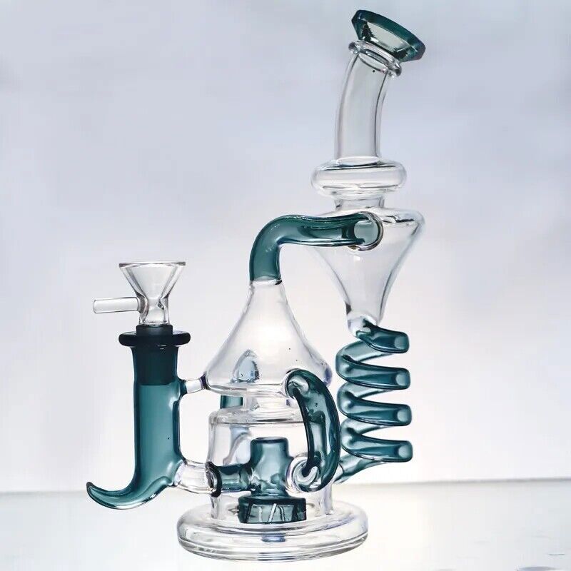 8.6&Prime; Tornado Coil Glass Bong Water Pipe Pyrex Hookah Percolator Bubbler W/Bowl