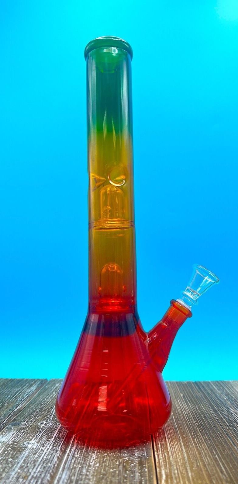 12&Prime; Glass Water Pipe Bong W/ Double Percolators Thick Rasta Hookah Fast Shipping