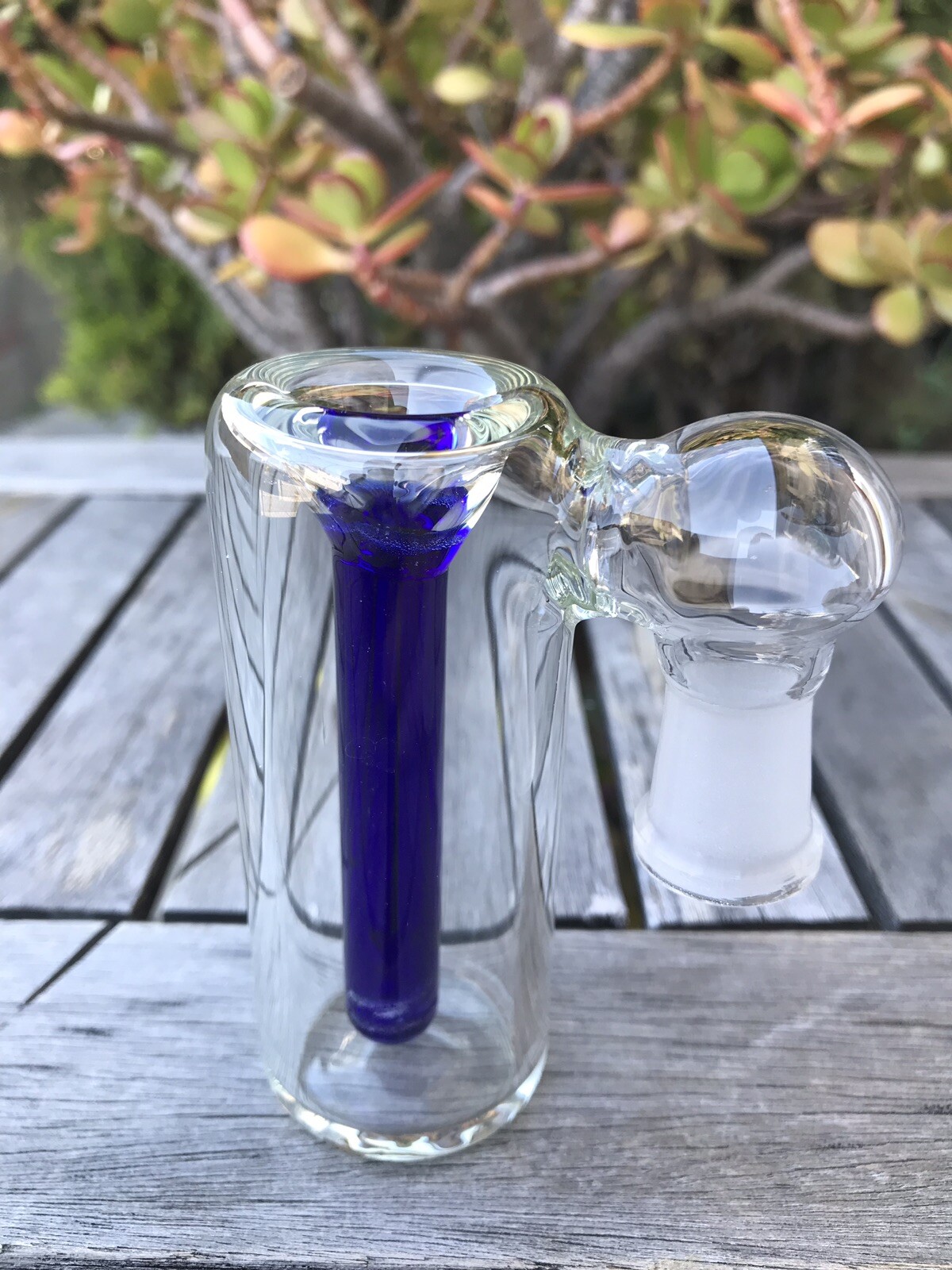 Glass Ash Catcher bowl 14mm Female 90 Degree Cobalt Blue Color Downstem Fixed