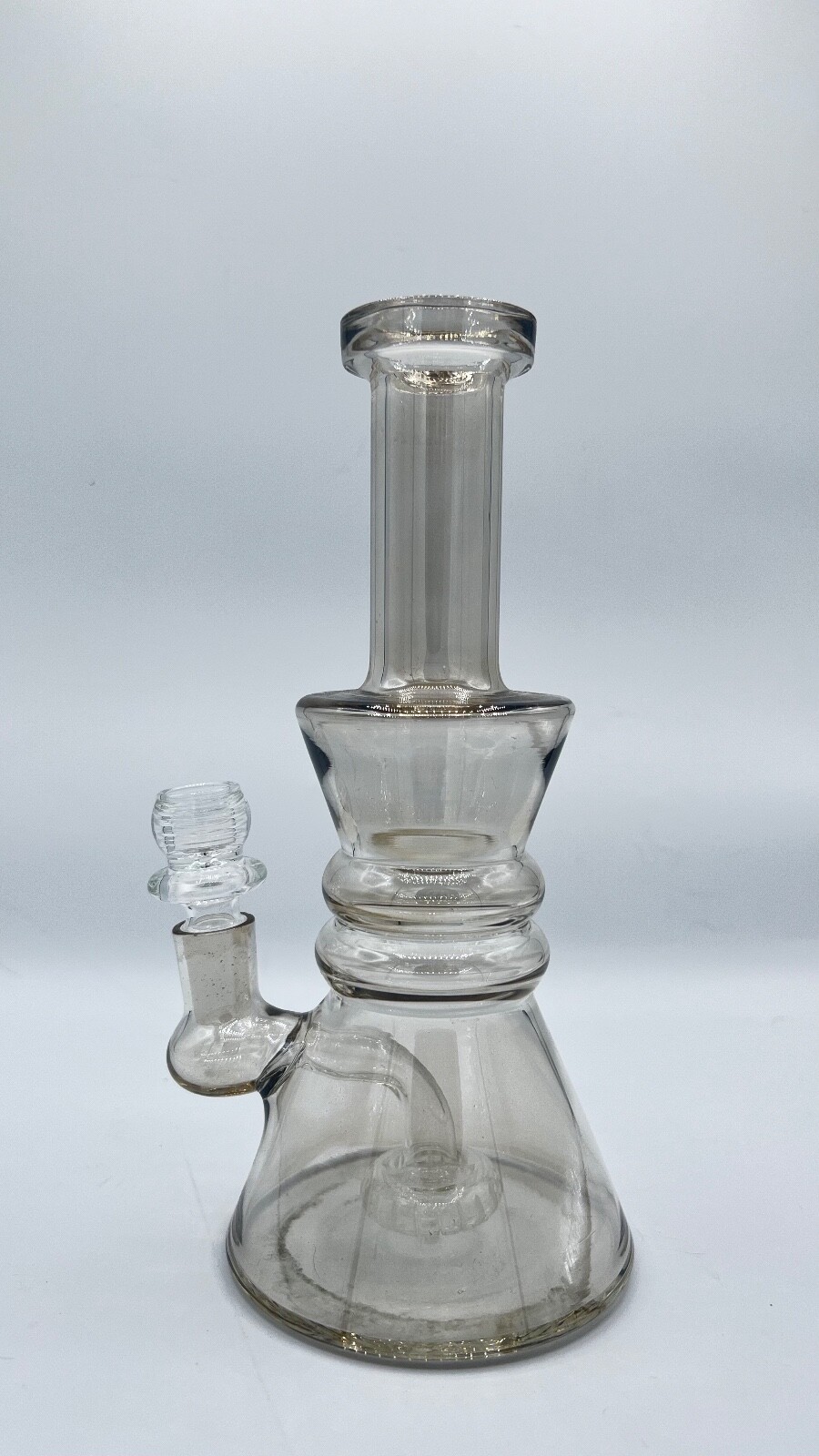 8&Prime; Grey Thick Glass Quality Beaker Tobacco Downstem W/ Free Bowl Free Shipping
