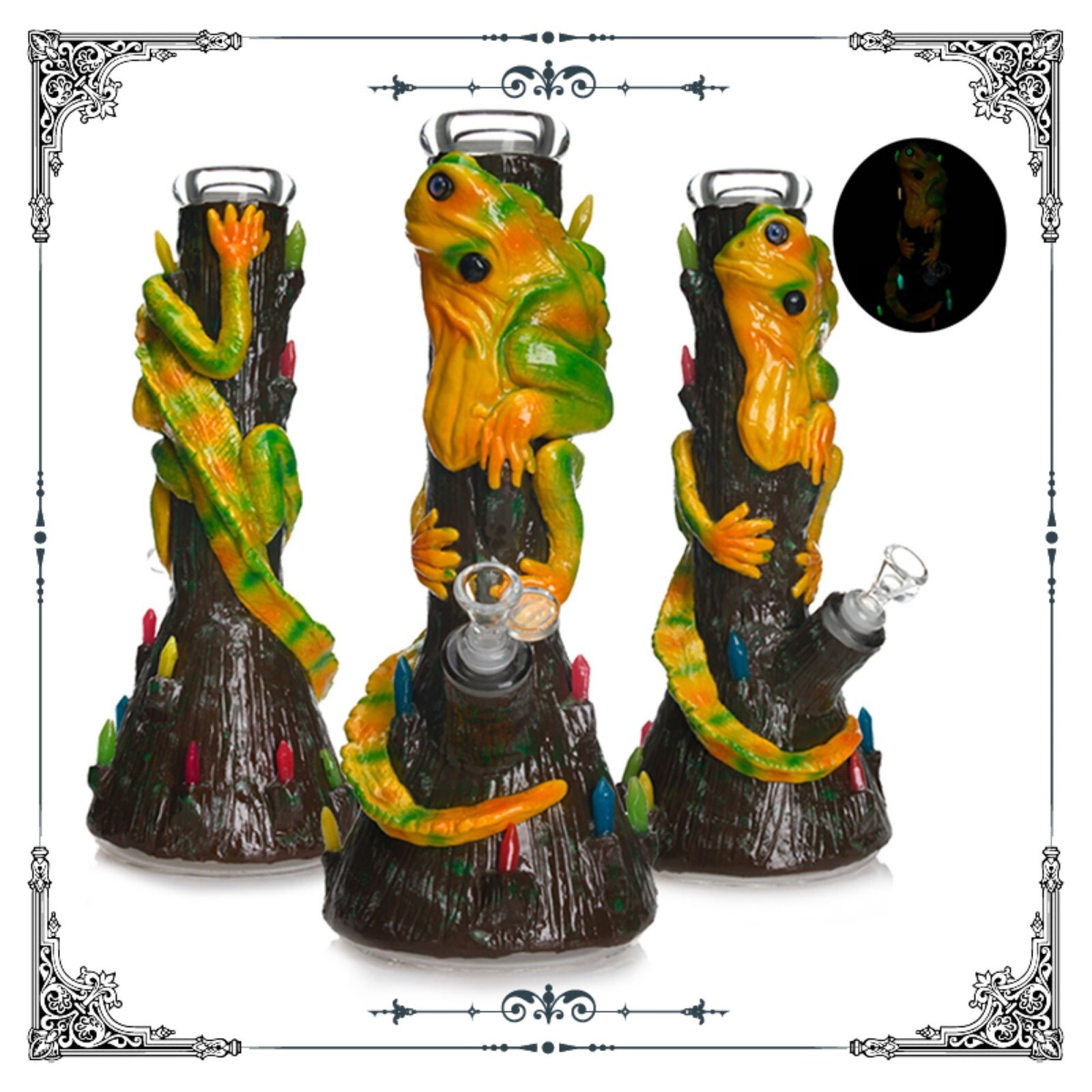 Bong 13&Prime; Lizard 3d Bong Hand Paint Bong Glow In Dark Glass 7mm Thick