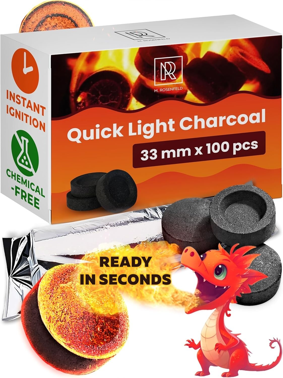 100 pcs Charcoal Incense Burner – Hookah Charcoal Hookah Coals for Hookah –