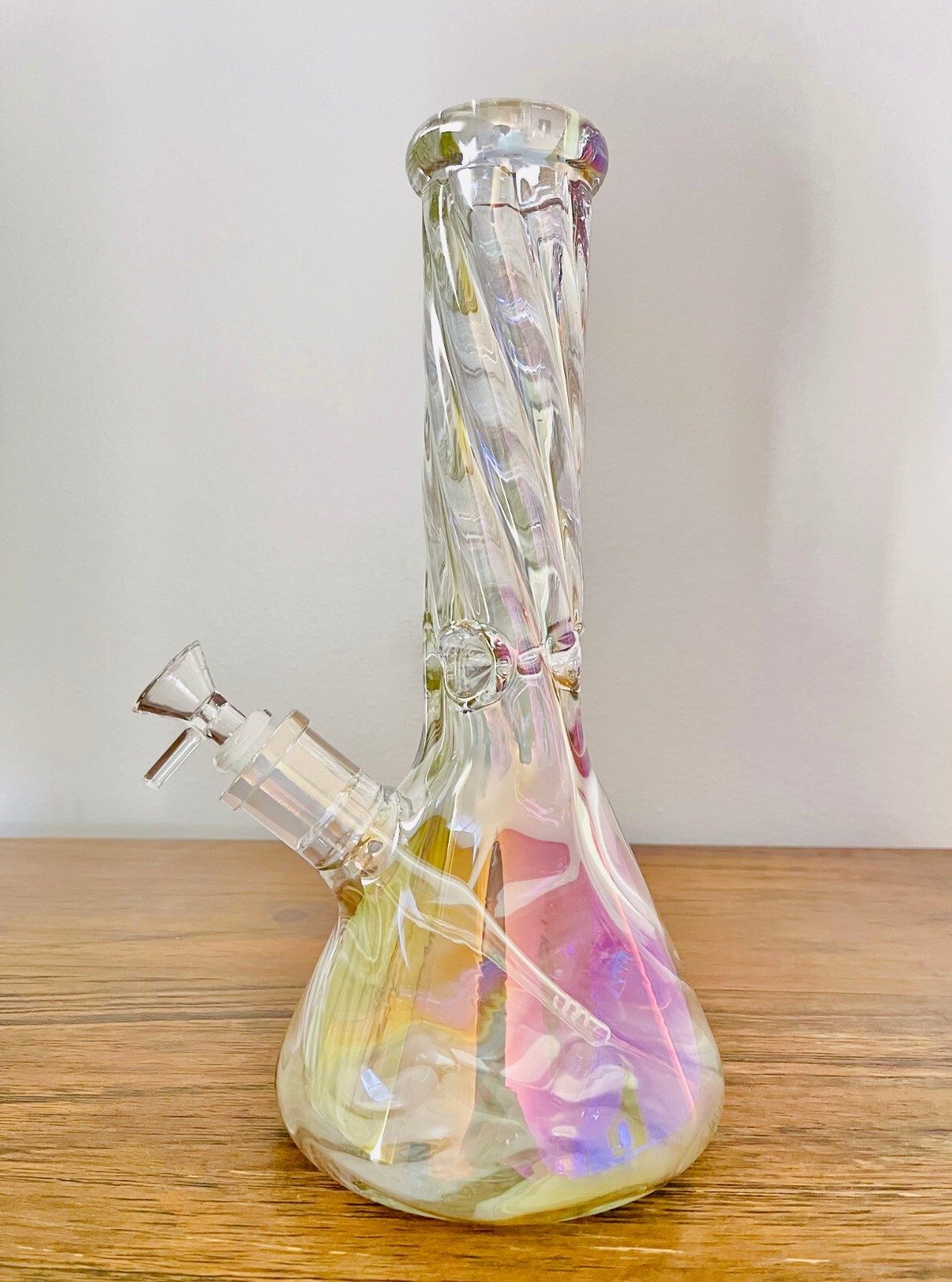 12&Prime; Thick Iridescent Beaker Heavy Glass Water Bong
