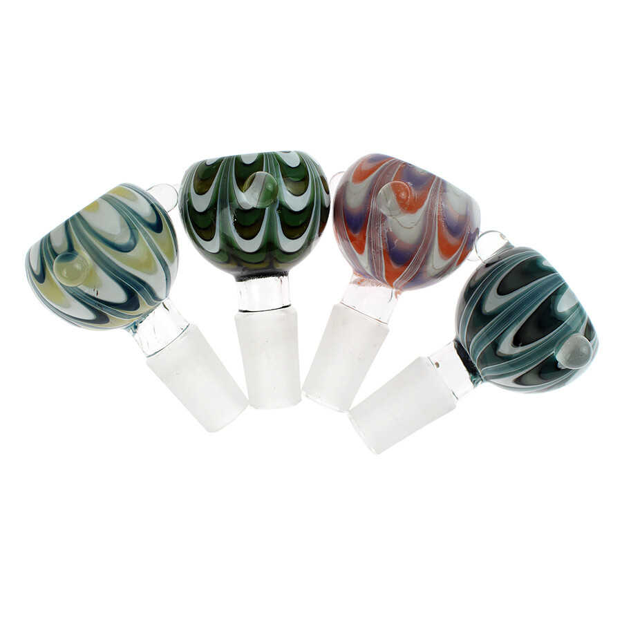 2pcs Glass Slide Male Bowl Thick 14mm Joint for Bong Tobacco Pipe Hookah Random
