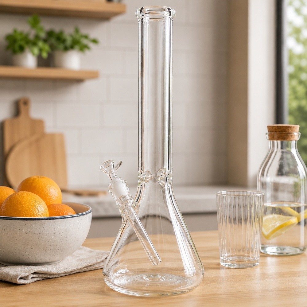 16in Heavy 6mm Thick Glass Bong Smoking Hookah Water Pipe 14mm Bowl Beaker