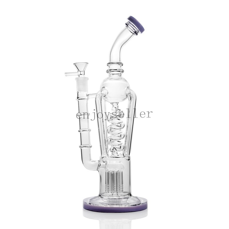 lavender Coil Recycler rig arms tree bong Glass Water pipe 13&Prime; Smoking smooth