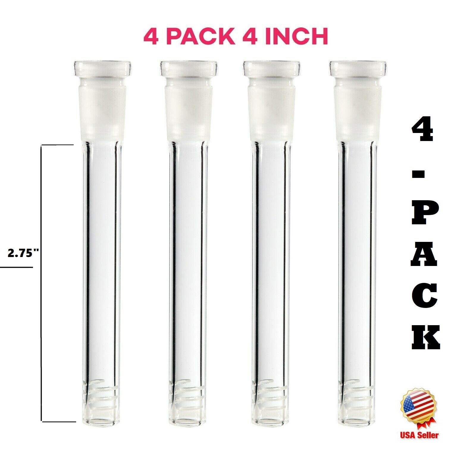 4-Pack Full 2.75 inch (Length: 4 Inch) Glass Downstems (18mm x14mm)