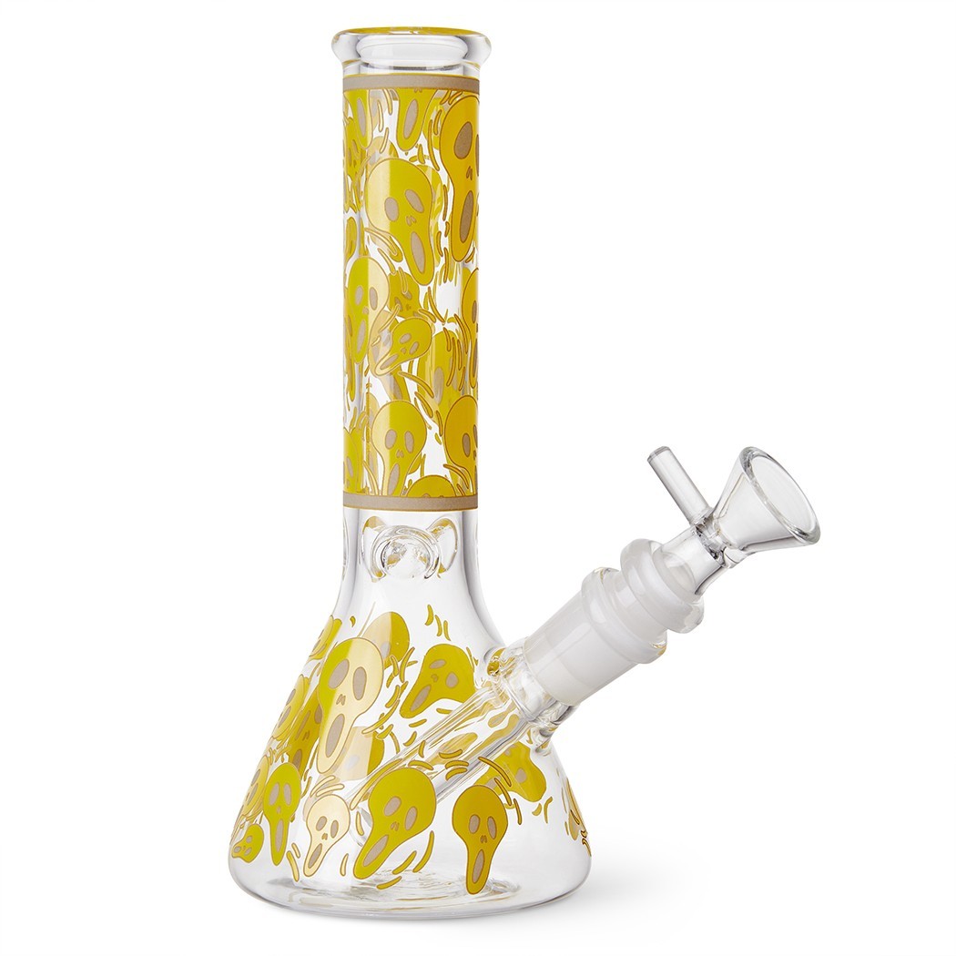 7.8&Prime; Skull Fluorescent Glass Bong Glass Water Pipe Smoking Tobacco Beaker 14MM