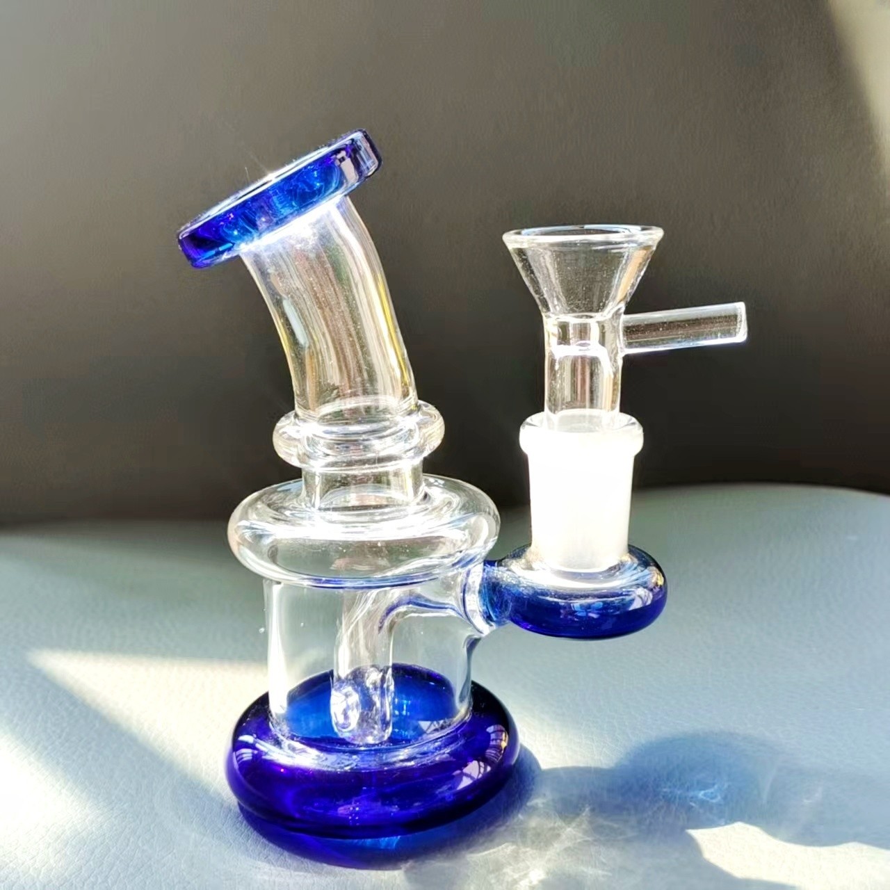4&Prime; Mini THICK Pyrex Glass Bong Diffused Perc Smoking Water Pipe Hookah Bubbler
