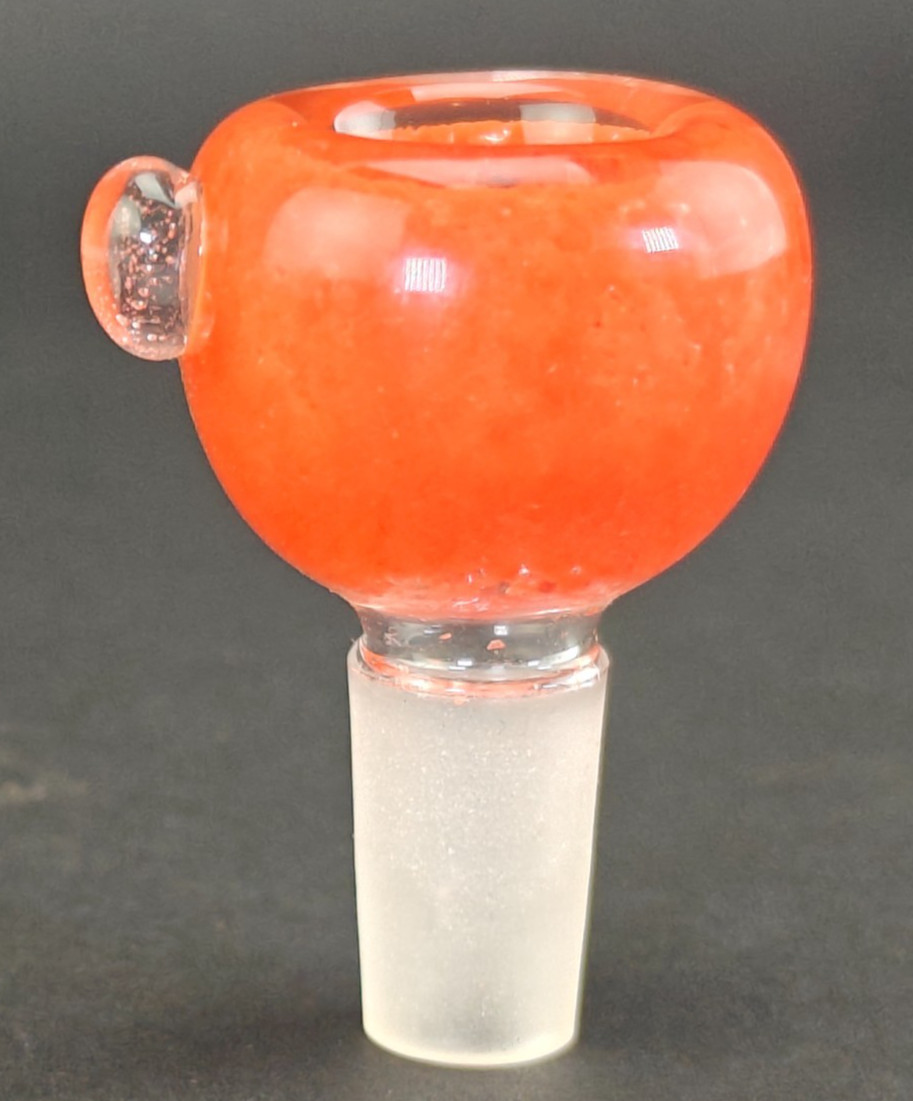14mm male joint Glass slide bowl – Reddish/Orange Frit – Hookah bong Piece