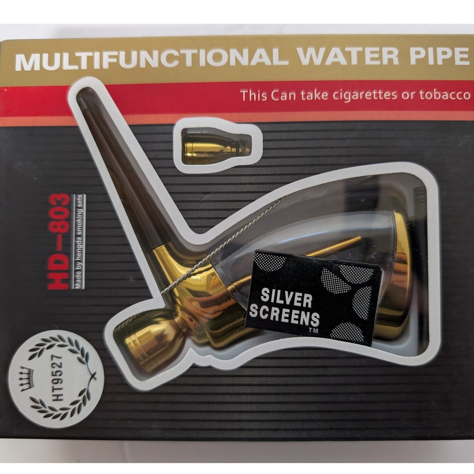 Hengda HD-803 Multifunctional Water Pipe Gold Hookah for Cigarette and Tobacco