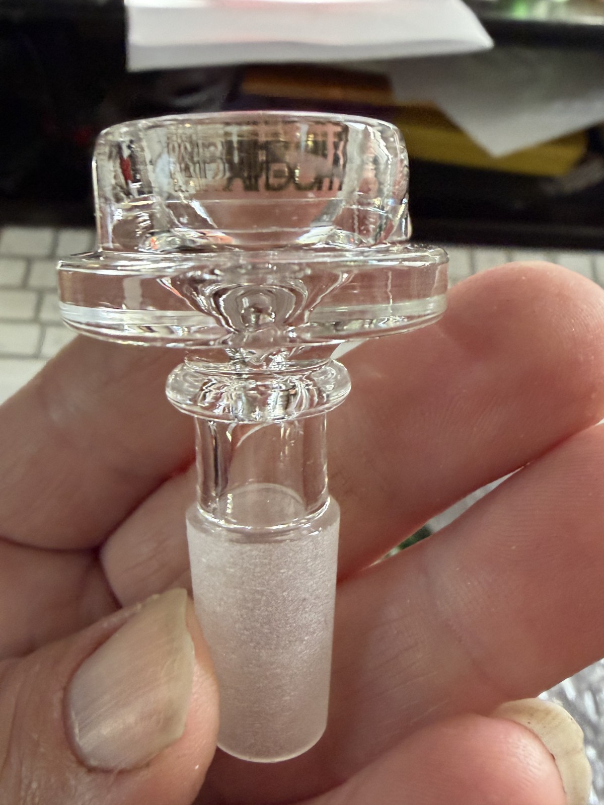 14mm Glass Bowl single hole Thick pull-out slide Phoenix Star Branded CLEAR