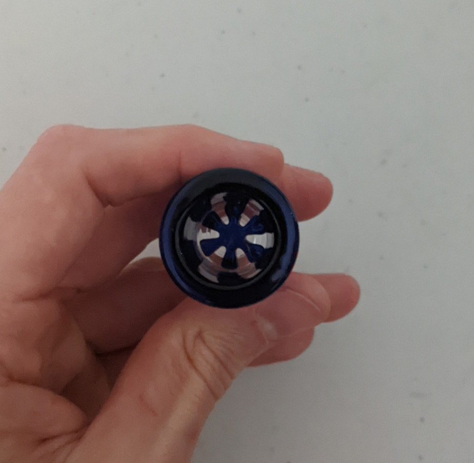 18mm Glass SNOWFLAKE SCREEN Slide BOWL Male for Water Pipe Bong (1 – ONE) Blue