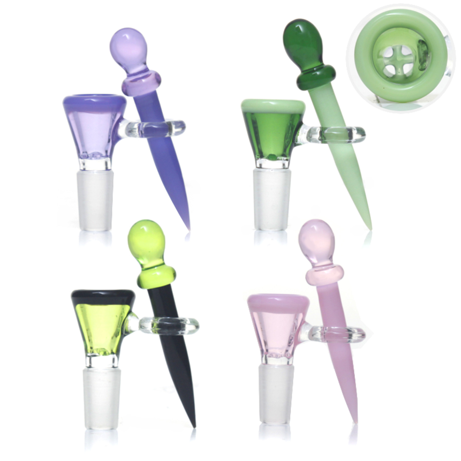 Slide Bowl For Bong 14mm Male COLORED GLASS