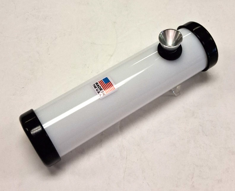 6&Prime; PLASTIC ROUND STEAMROLLER METAL BOWL TOBACCO SMOKE HANDPIPE WHITE 1.5&Prime;M