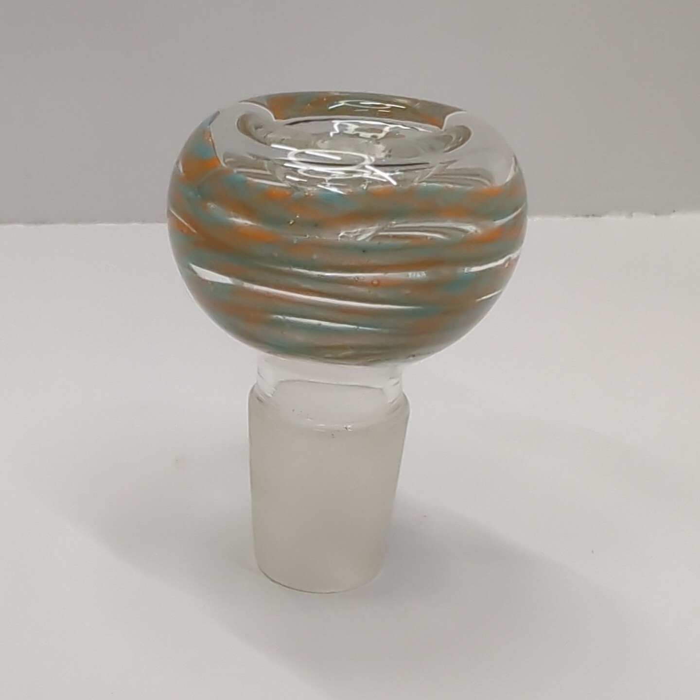 18mm Male Blue & Orange Glass Tobacco Water Pipe Bubble Bowl Replacement Piece