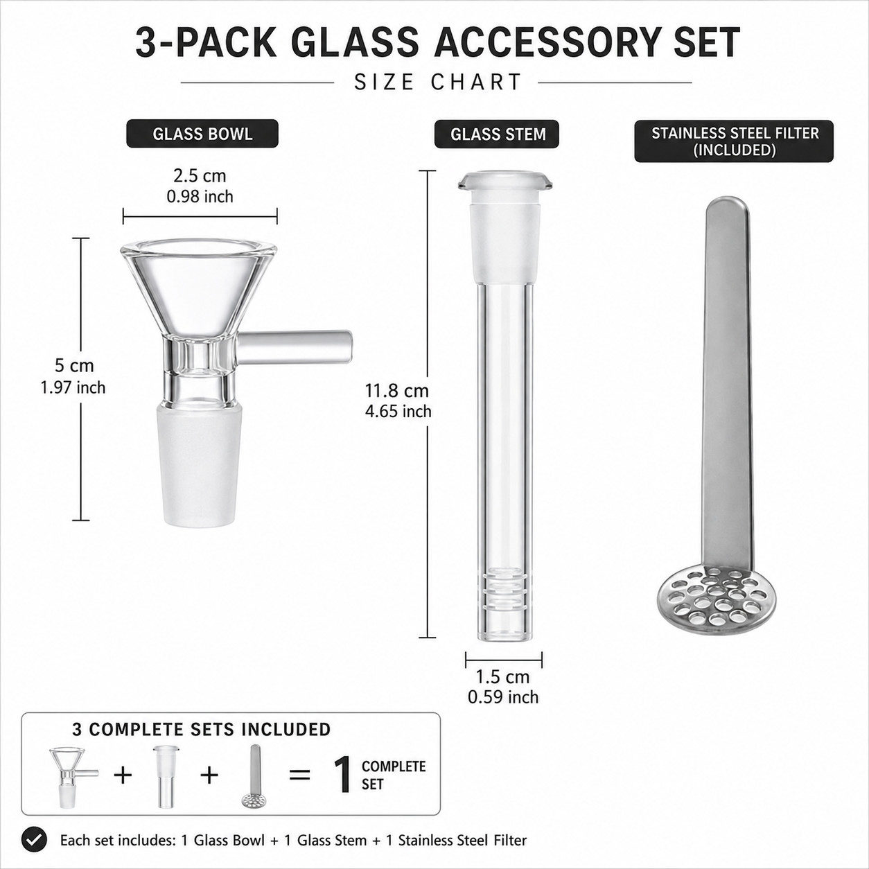 2-Pack 5.6 » 14mm Glass Downstem and 14mm Male Bowl Piece for Glass Bong