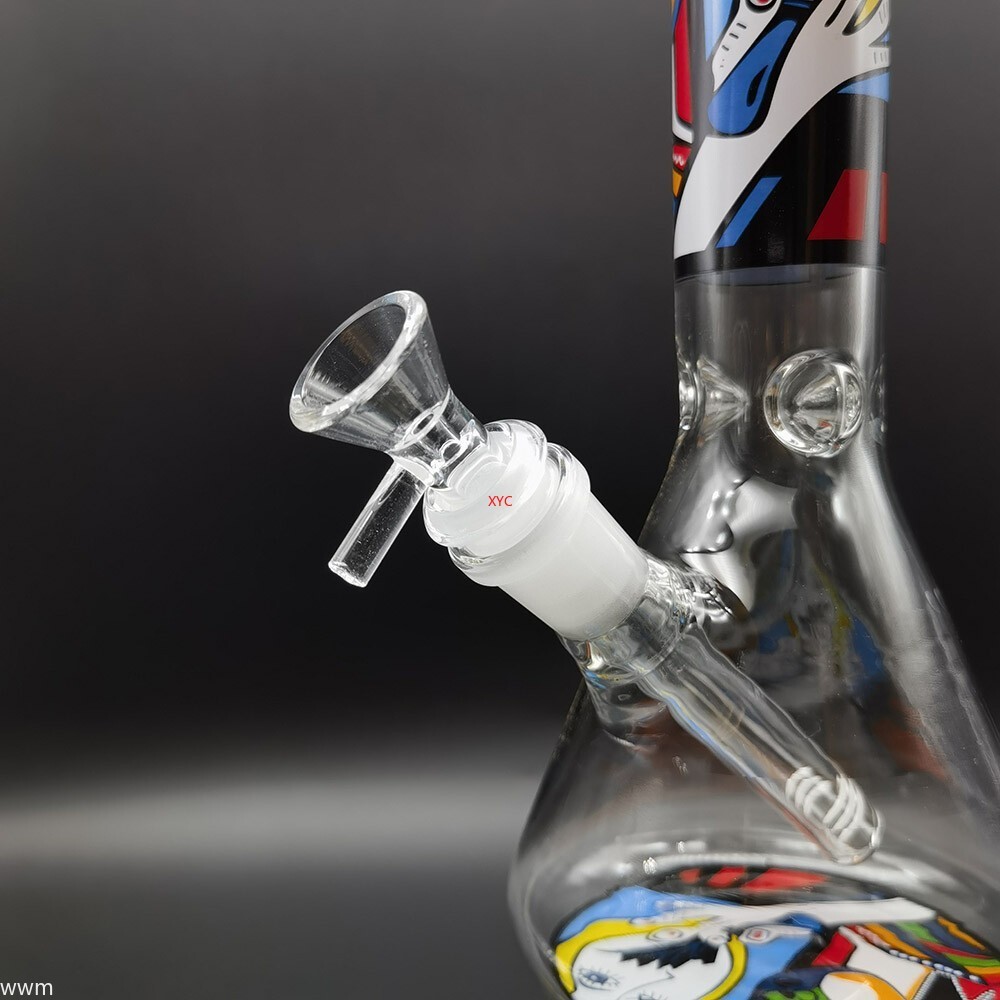 10&Prime; Abstract Printe Glass Water Pipe Bong Hookah Smoking Pipes W/ 14mm Male Bowl