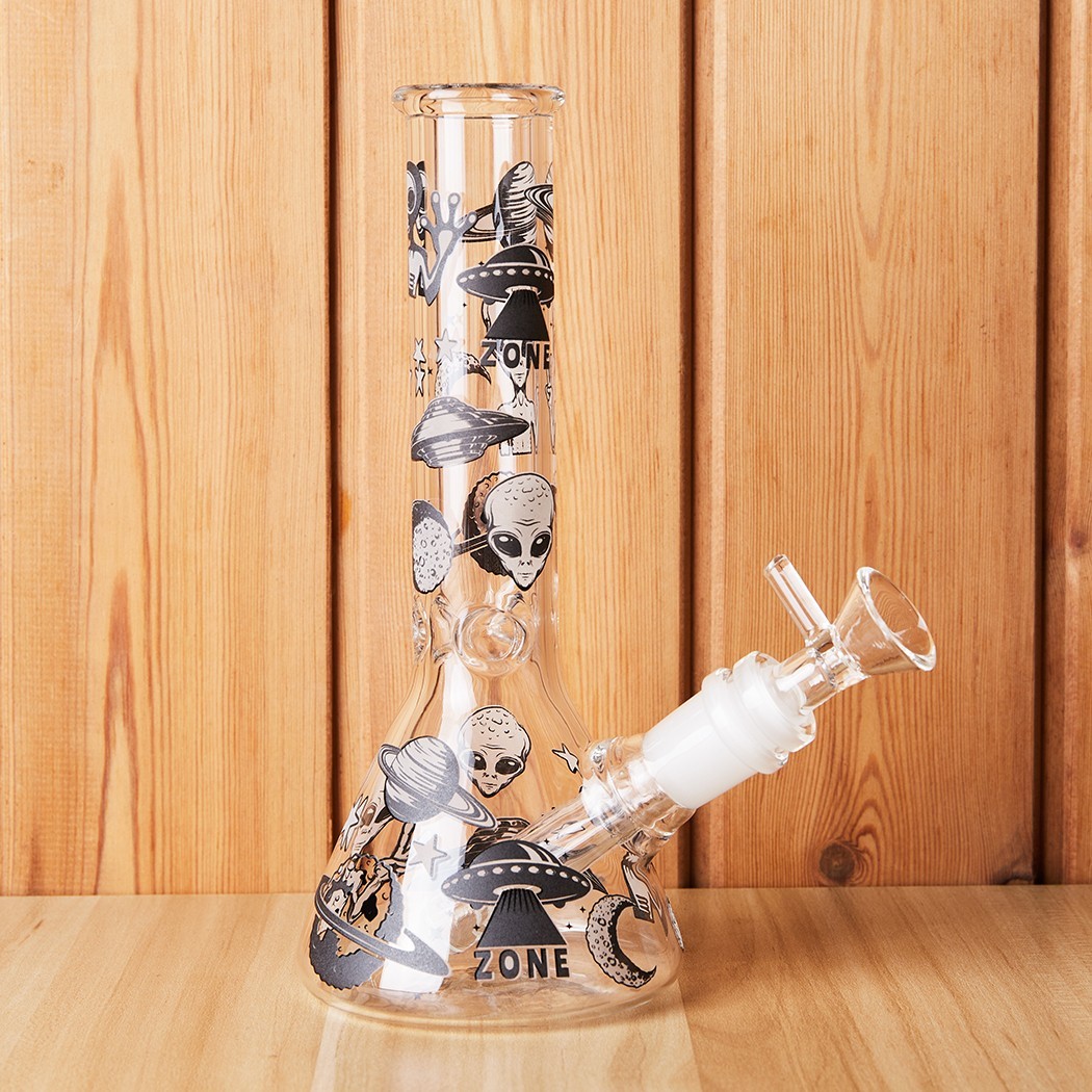 7.8&Prime; Aliens Fluorescent Glass Bong Glass Water Pipe Smoking Tobacco Beaker 14MM