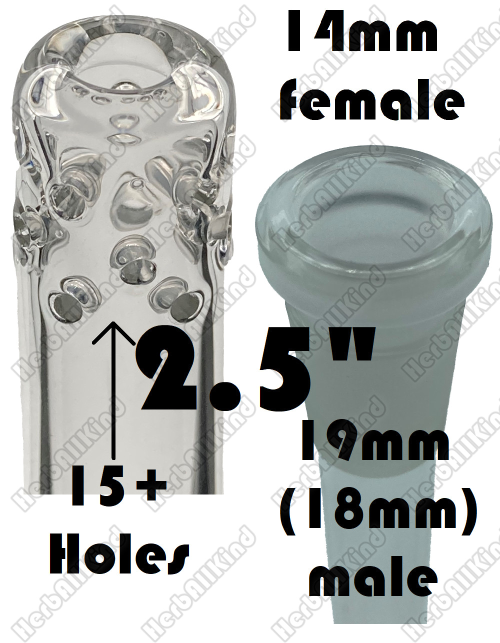 2.5&Prime; Glass Downstem Holey Swiss Fission 19mm / 18mm to 14mm Low Profile Reducing