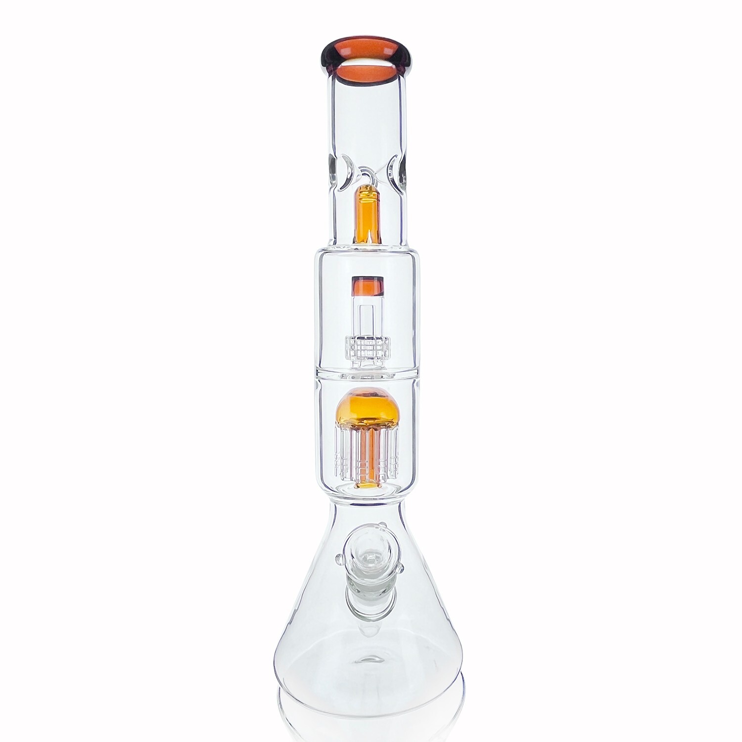 10&Prime; Glass Bong Smoking Hookah Water Pipe Heavy Beaker Glow Mushrooms 14mm Bowl