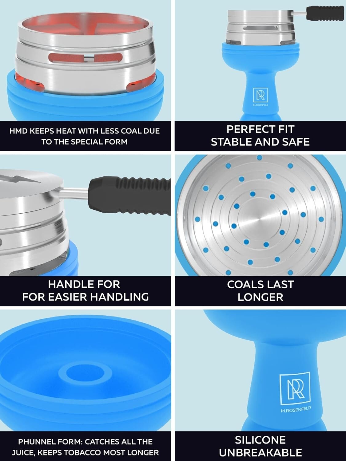 Innovative Blue Hookah Bowl Set – Includes Charcoal Holder for Flavor Control