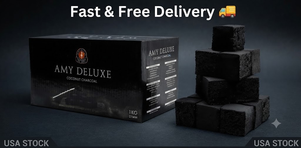 Amy Deluxe Natural Coconut Charcoal for Hookah Shisha (27mm 27mm 1kg, Black
