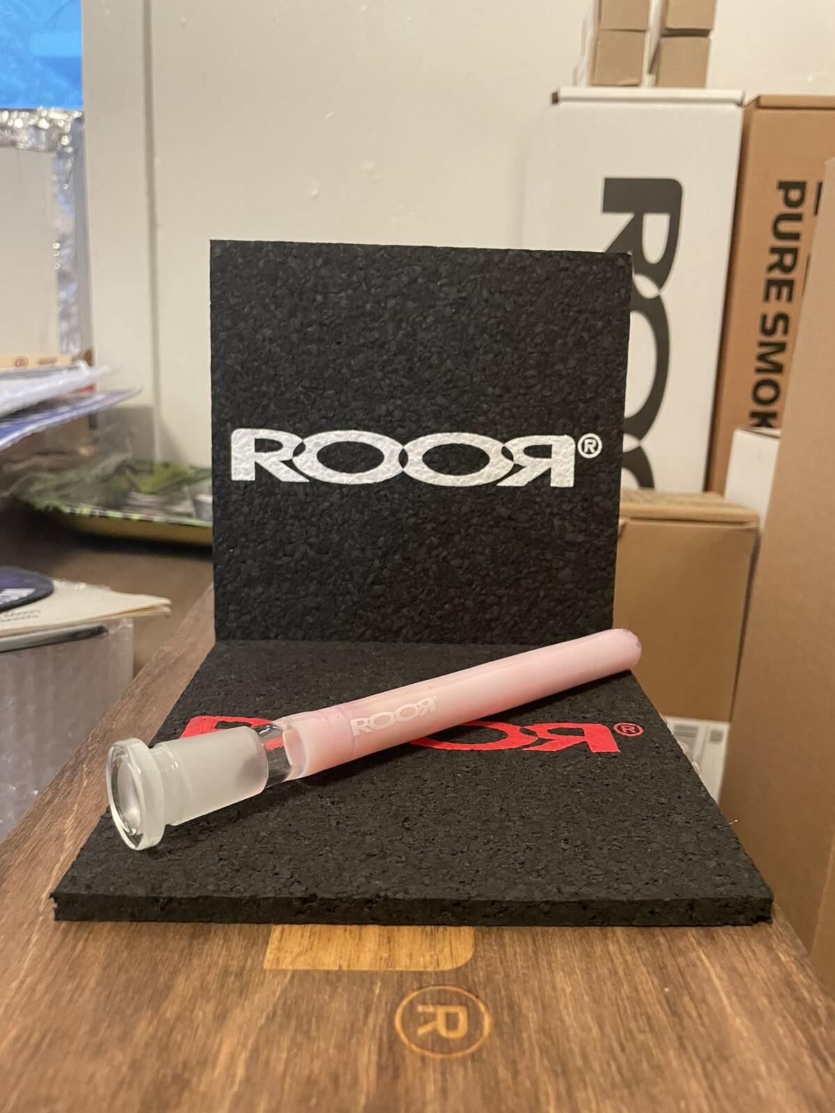 ROOR® 6” Reducing 13- Hole Diffused Low-Profile Downstem Pink 18.8mm – 14.5mm