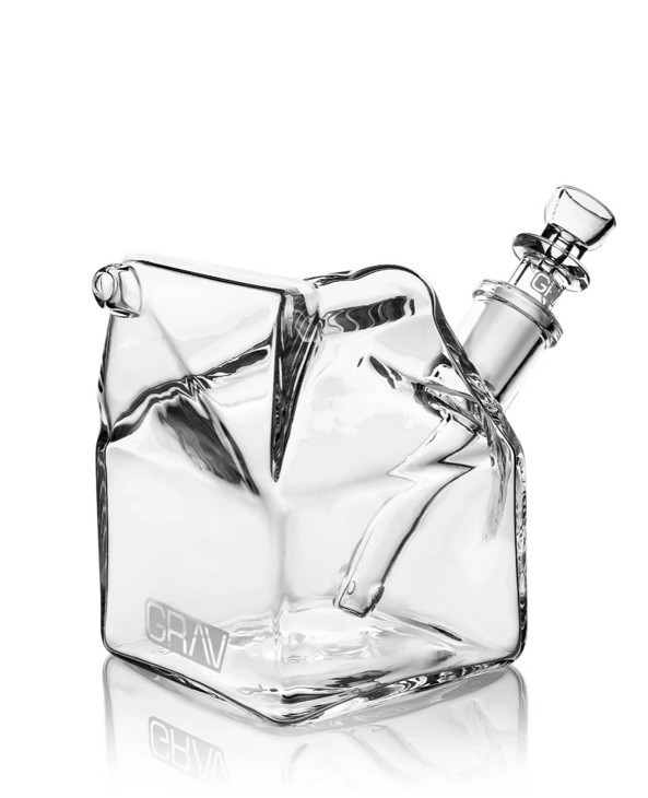 Grav® Labs Sip Series Milk Carton Bubbler Premium Glass Water Pipe Bong, Clear