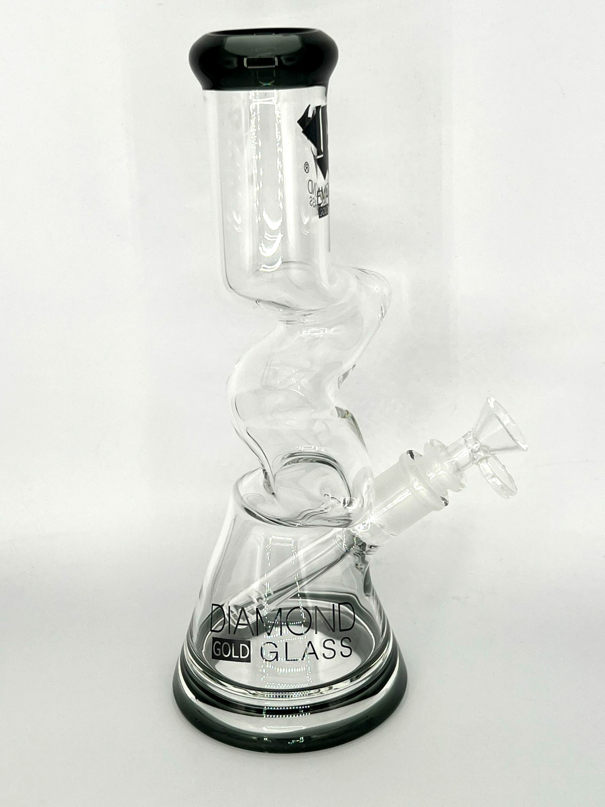 10&Prime; DIAMOND GLASS ZONG ZIG ZAG BEAKER BONG PIPE BOROSILICATE THICK GLASS-2 GIFTS