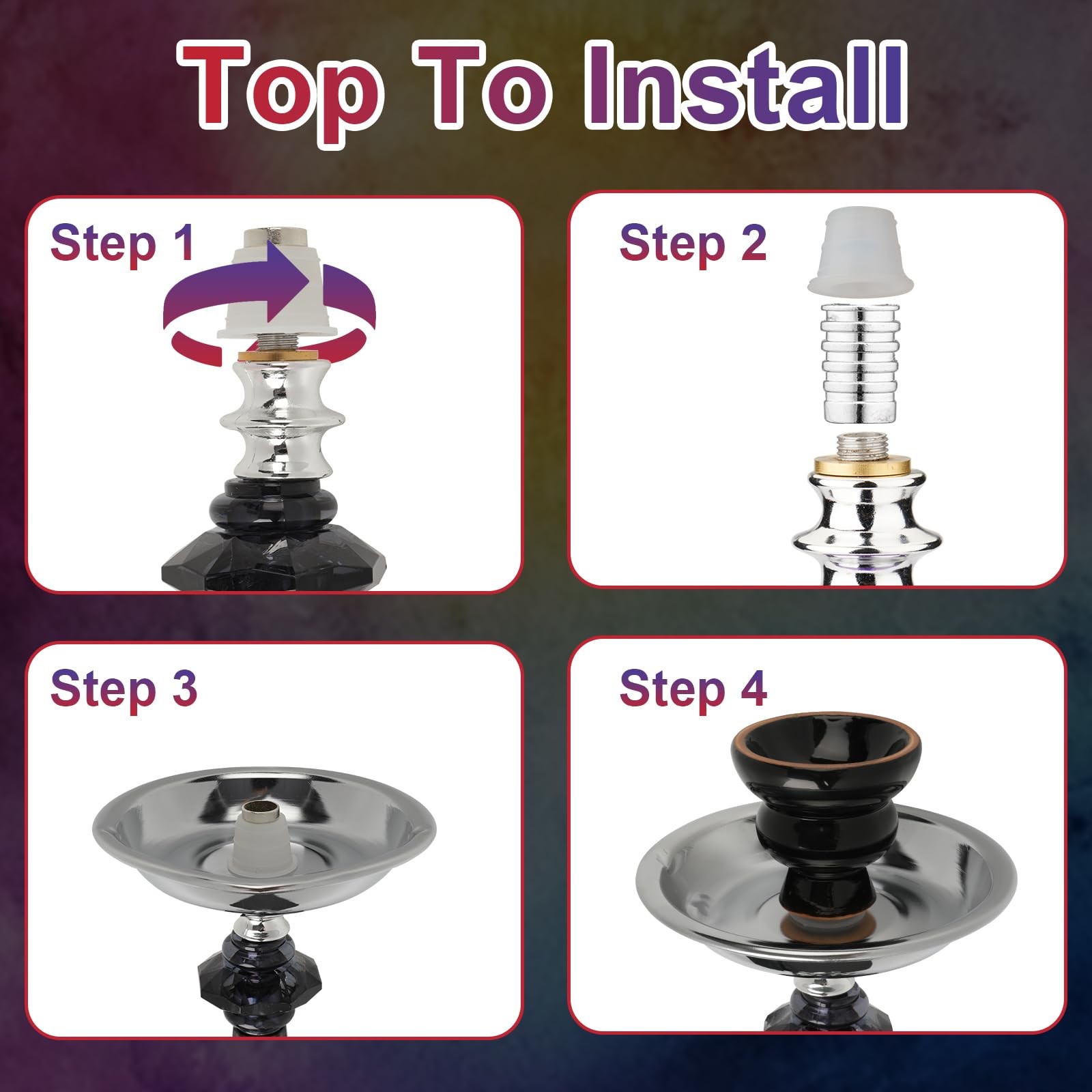 Hookah Set With Everything 4 Hose – GRENAOH 22 Hookah Shisha set with Glass Vase