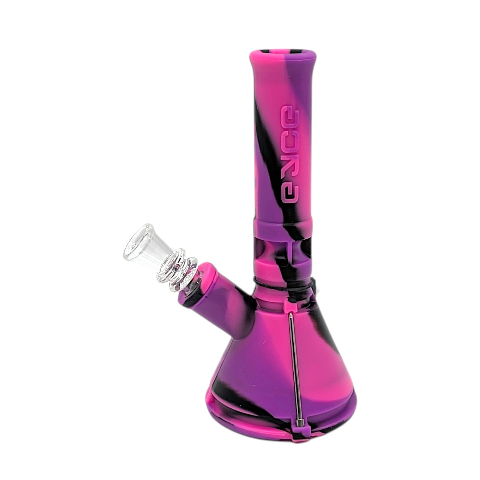 Eyce Mini Beaker 7&Prime; Silicone Water Pipe Bong 14mm Glass Bowl Purple Black