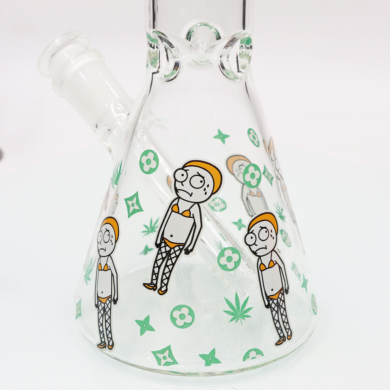 10-inch Glass Bong Smoking Waterpipe Beaker With Down stem and 14mm bowl Green