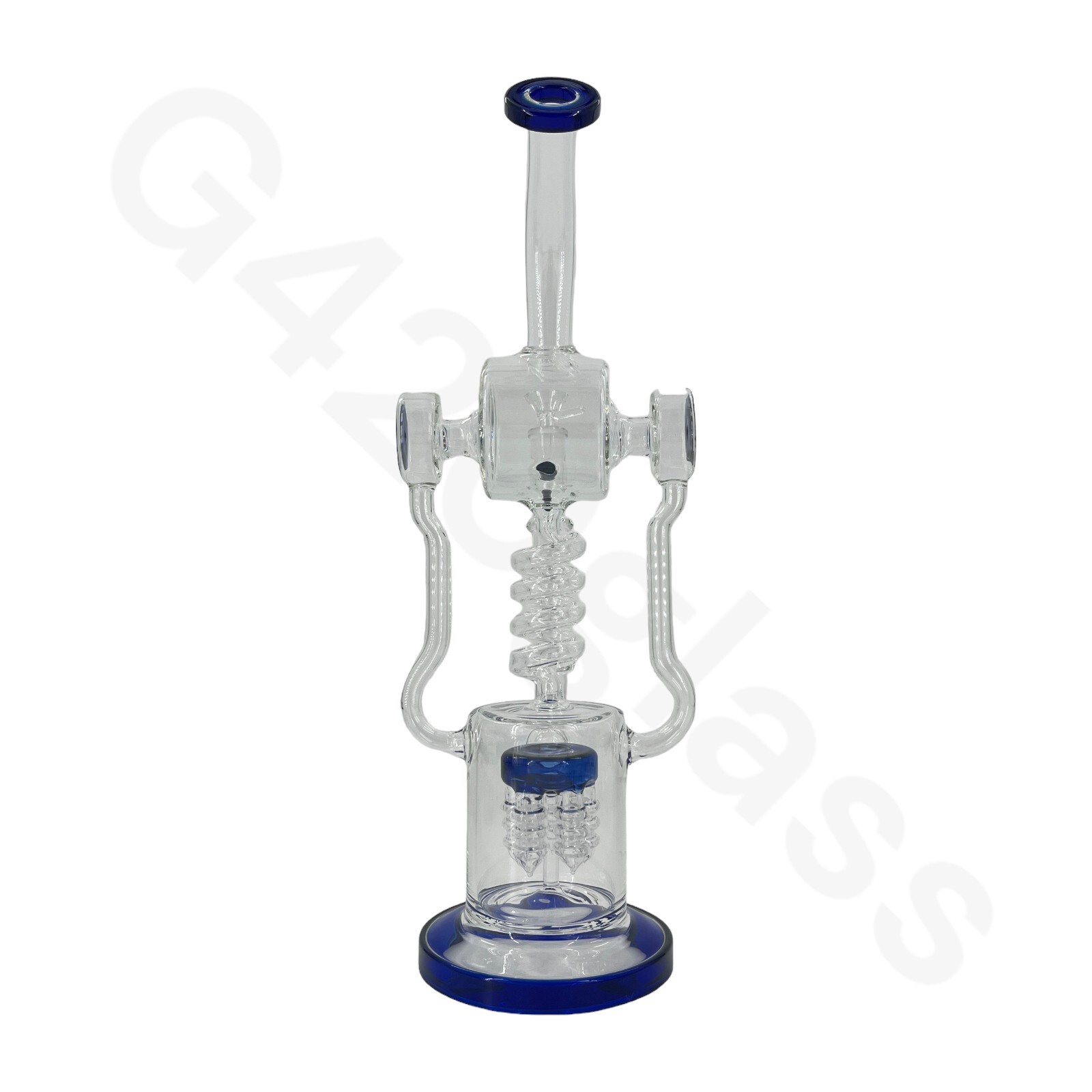 🔥 18 Inch Lookah Glass Twisted Recycler with Multiple Chamber Pipe Hookah Bong