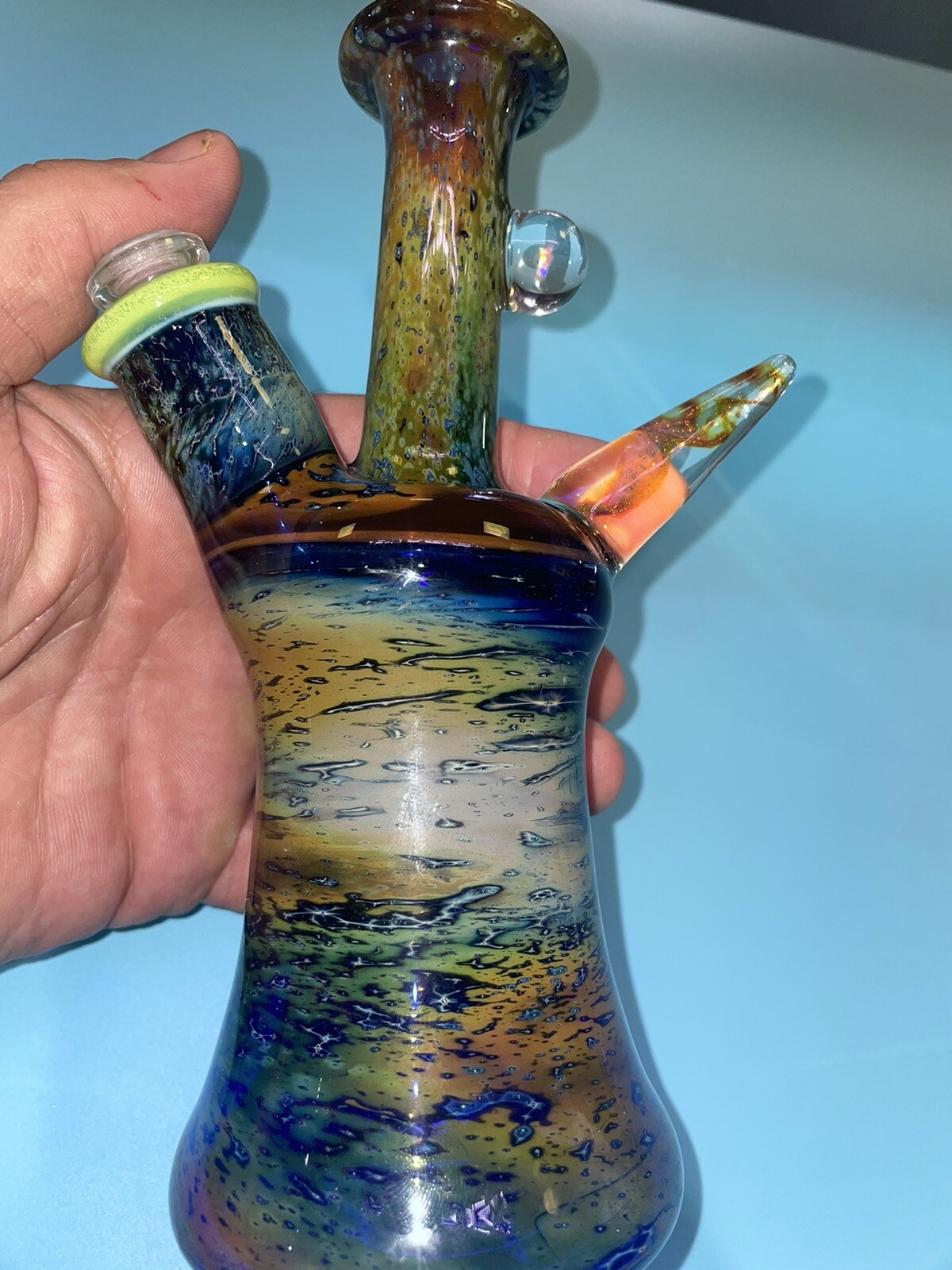 Heady American Made Captain Glass Fumed Water Pipe Bubbler Hookah Spoon Art USA
