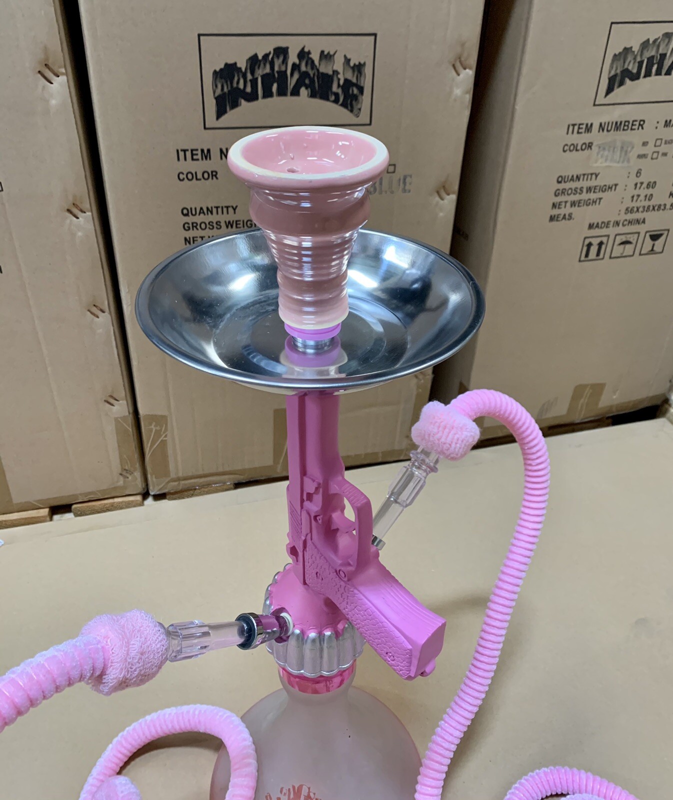ICED BULLET 2 HOSE HOOKAH .ORIGINAL GangstaHOOKAH(tm)BY INHALE®️PINK