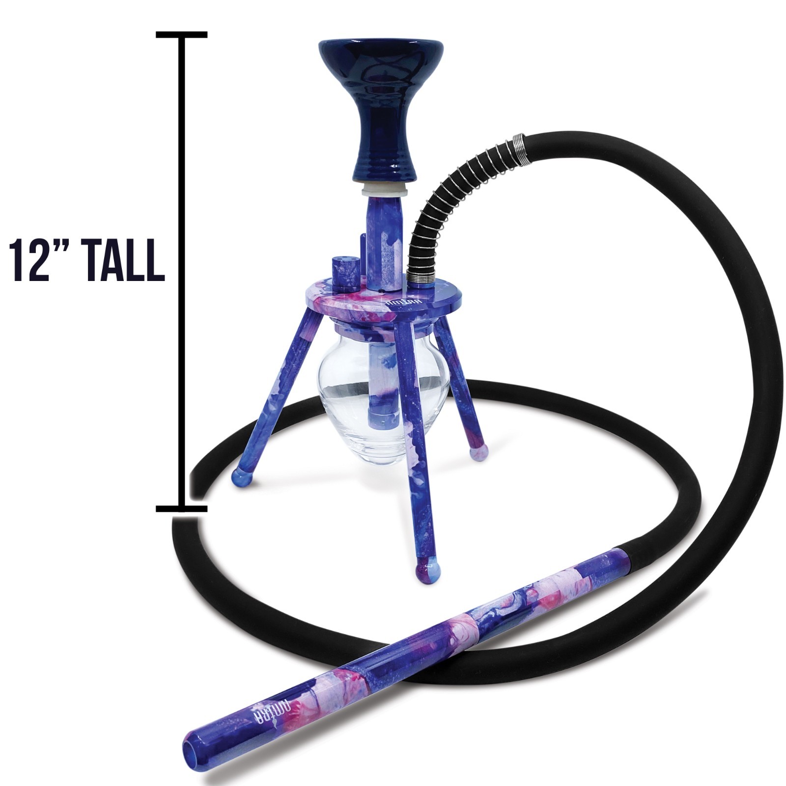 12&Prime; Mini Spider Print Blue Cloudz in Carrying Bag BYO Hookah Shisha Travel