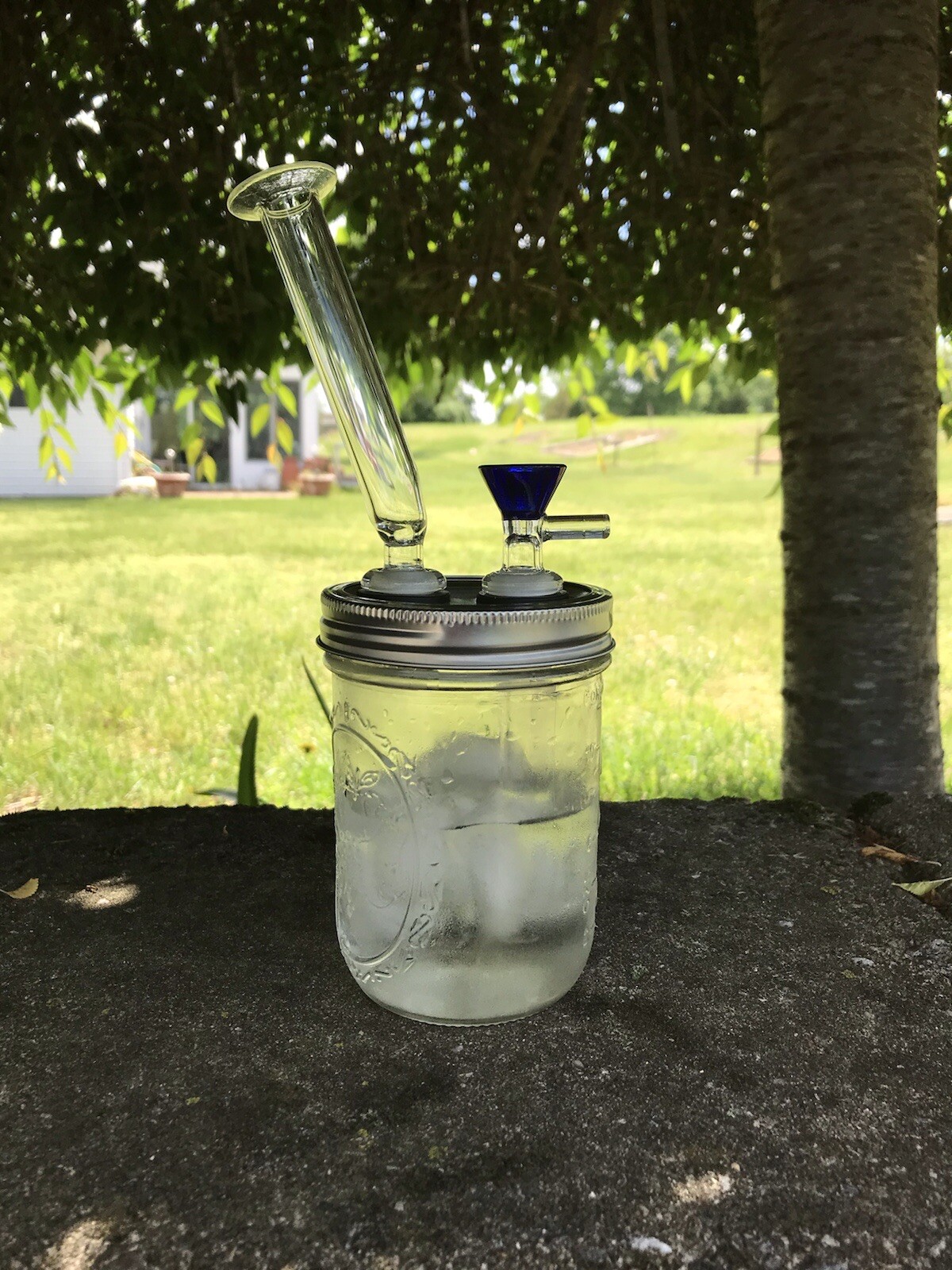 Mason Jar Bong Water Pipe Bubbler 14mm 5.5” Inch Glass Mouthpiece EZ Clean Bowl