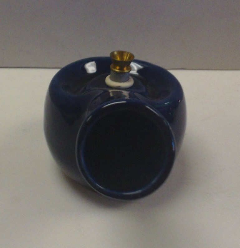 VINTAGE CERAMIC TOBACCO SMOKING HAND GRIP WATER PIPE WATERPIPE HOOKAH 5&Prime;H BLUE