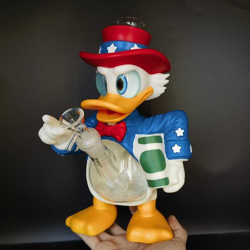 25.5cm Colorful Duck Hookah Silicone & Glass Smoking Hand Pipes Water Pipe New