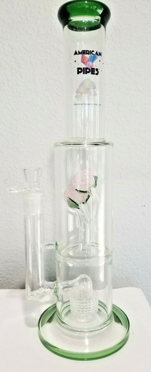 AMERICANPIPES(TM) 16&Prime; GLASS WATER PIPE WITH A DIFFUSER AND A GLASS ON GLASS BOWL
