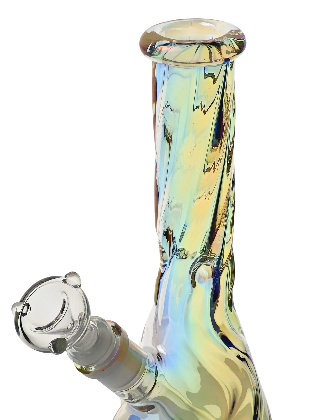 10&Prime; Tall Iridescent Rainbow Swirl Beaker Bong, Ice Pinch, Down Stem Perc & Bowl