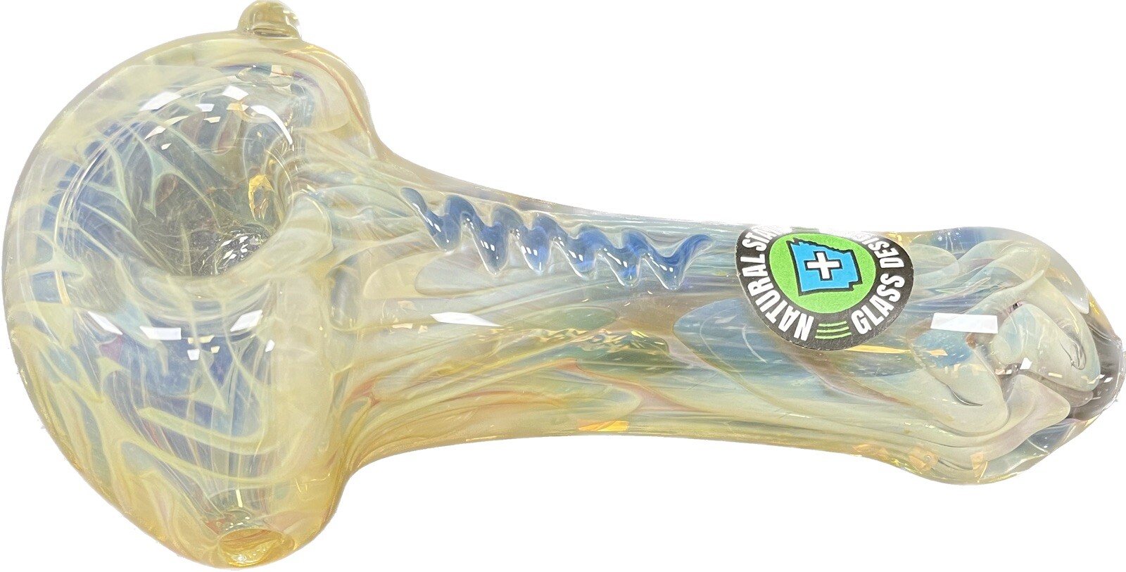 Natural State Glass Designs Handmade Rainbow Fume Linework Glass Spoon Pipe