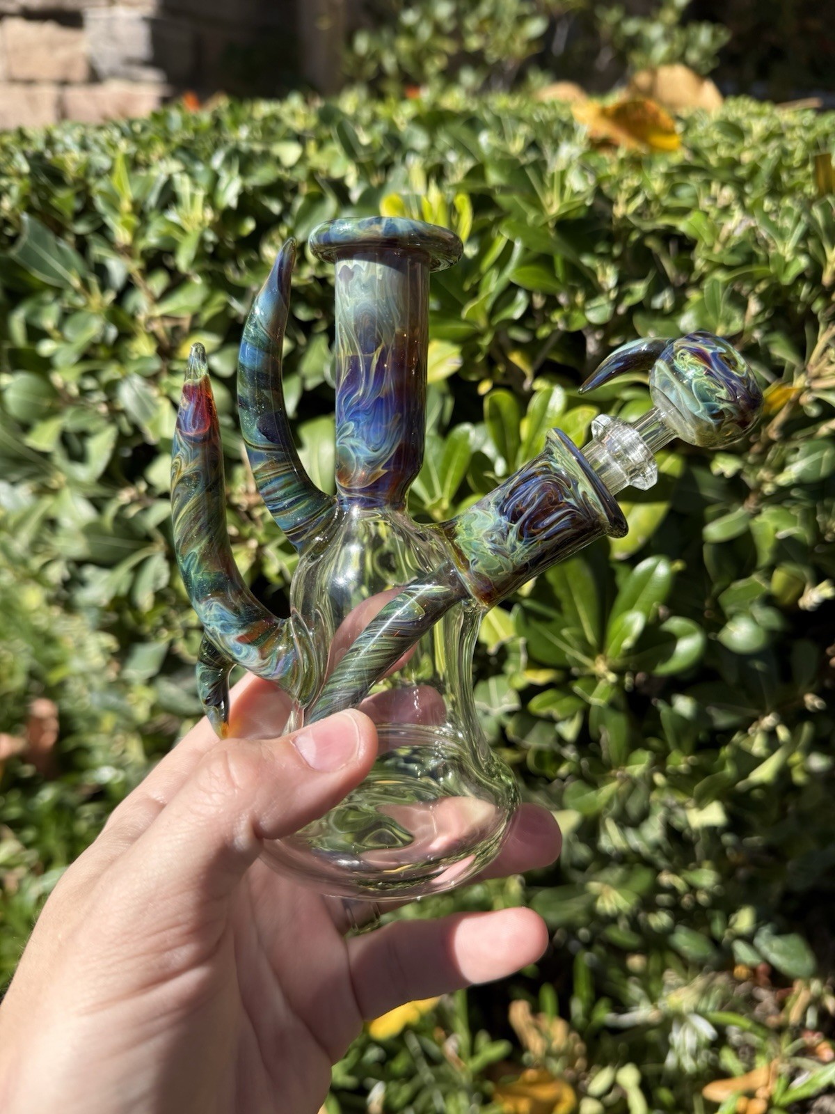 2K Glassworks Heady USA Made Water Pipe 7 Inch Hand Blown Set
