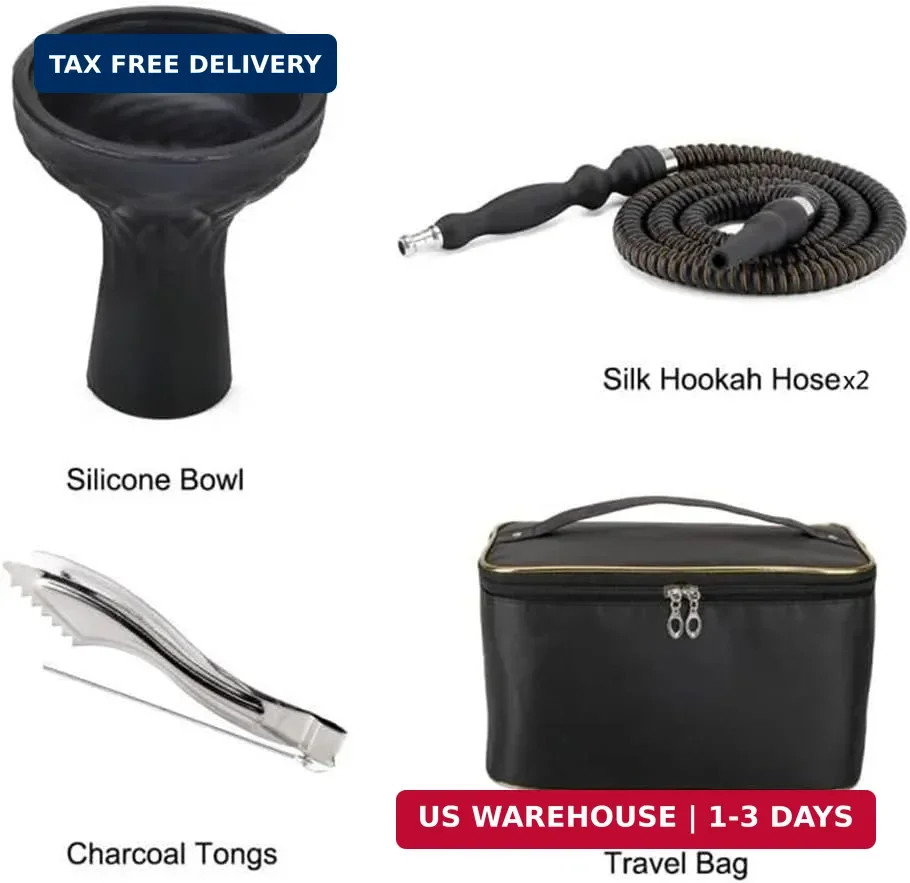 2 Hose Hookah Set,Portable Micro Modern Cube Acrylic Hookah with Silicone Hookah