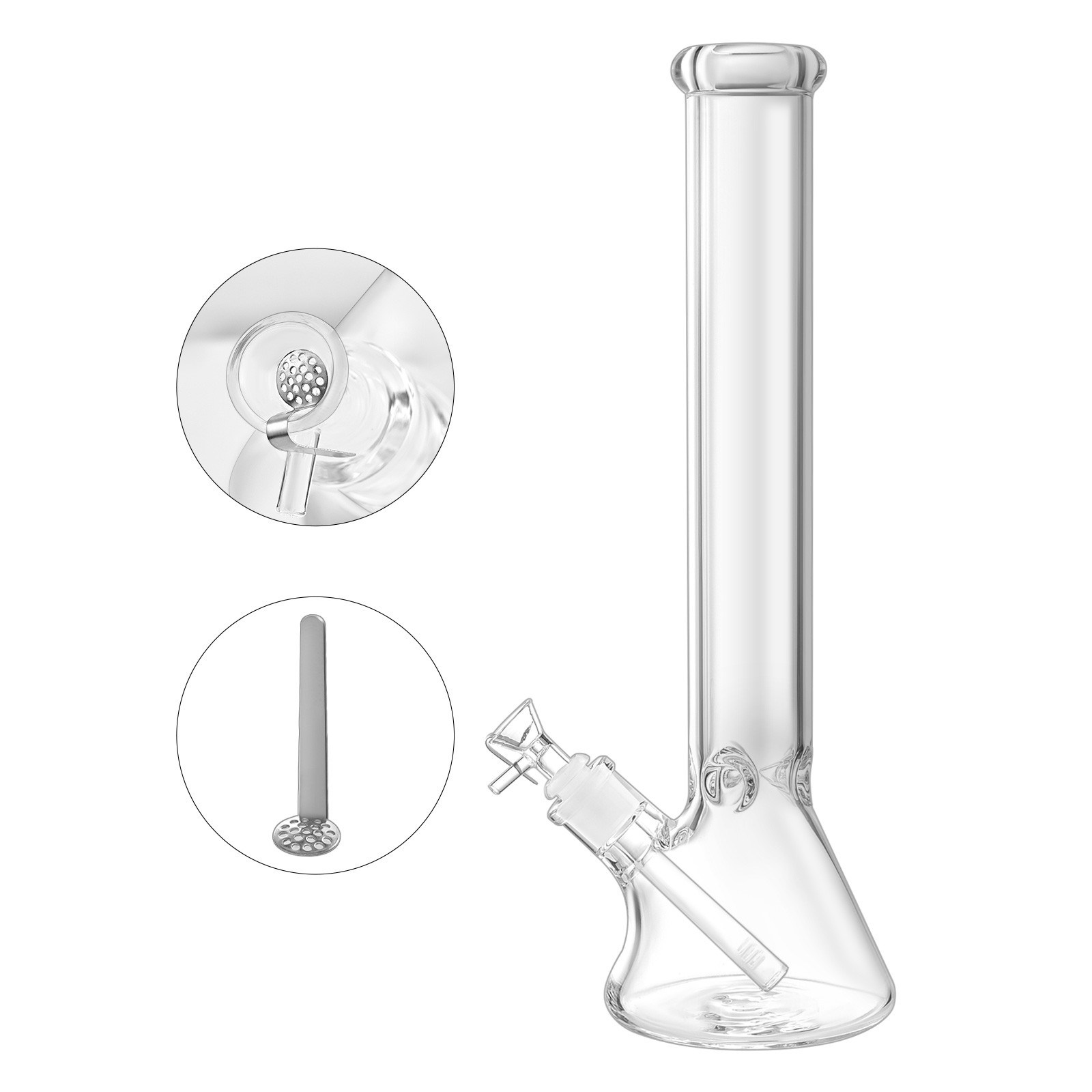 16 inch Glass Bong 7mm Thick Heavy Bong Water Pipe 14mm Bowl Beaker W/Screen