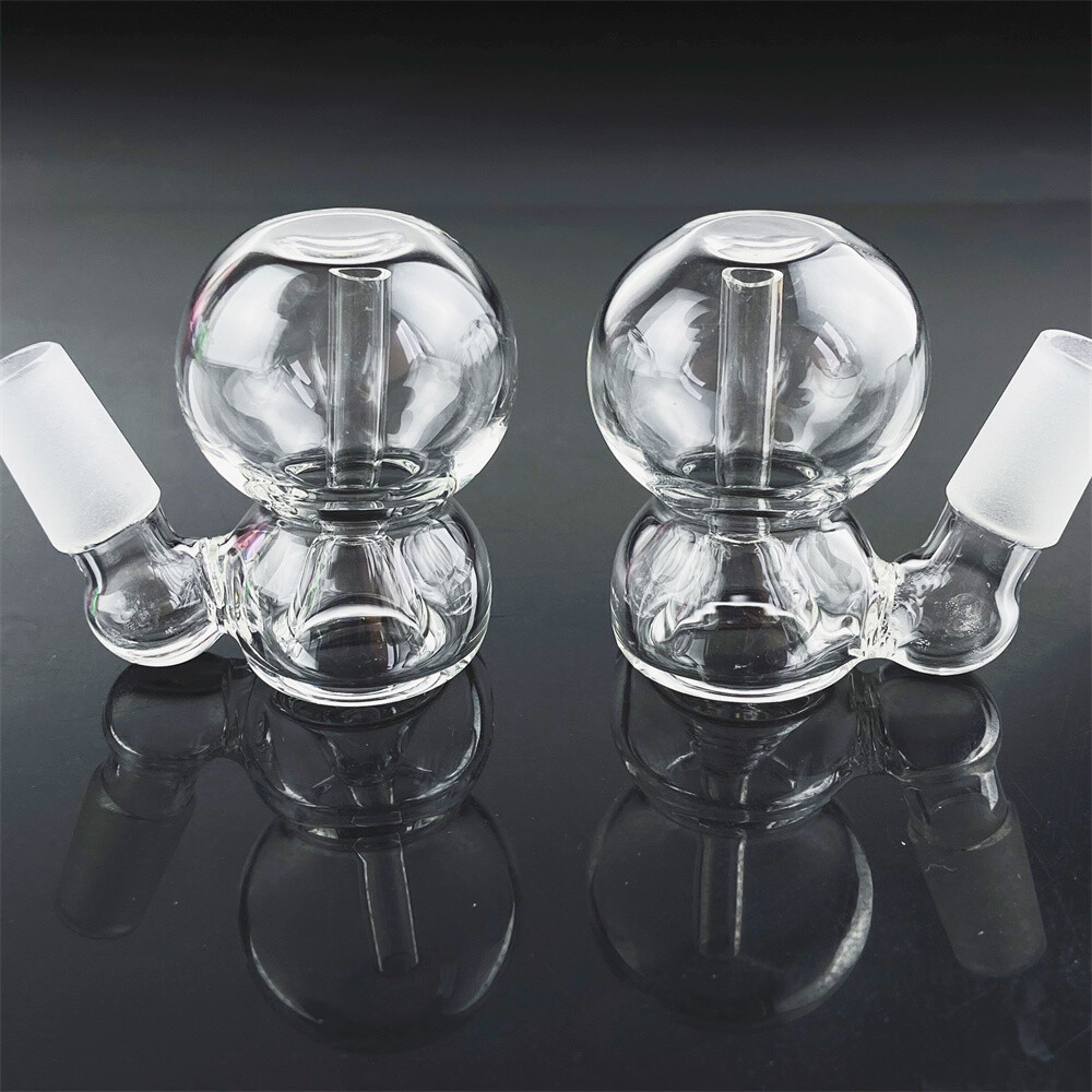 2pcs 14mm 45° Male Thick Glass Ash Catcher for Water Pipe Bubbler Bong Filter