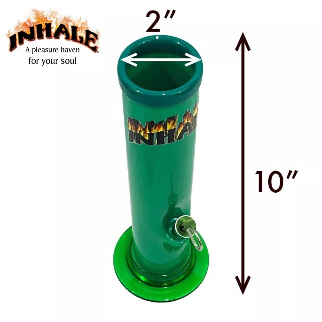 INHALE®️ 2×10&Prime; STRAIGHT ACRYLIC HOOKAH WATER PIPE CARB MADE IN THE USA